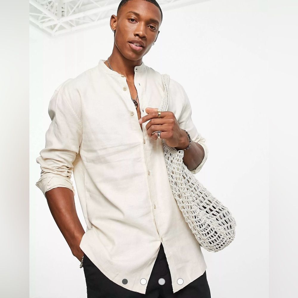 Bershka Linen‎ shirt in Ecru S NWT IN PACKAGING